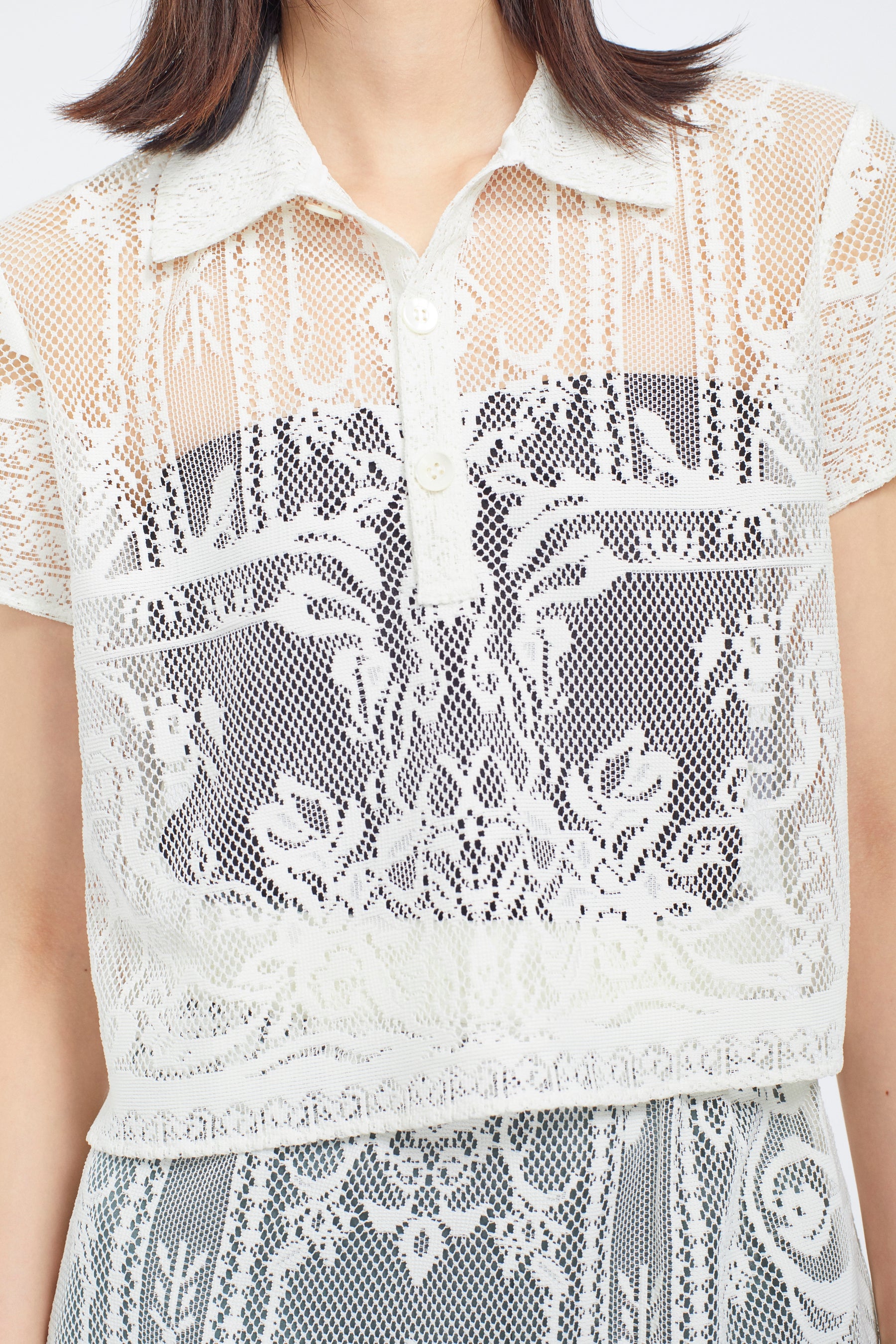 Mirror lace polo (White)