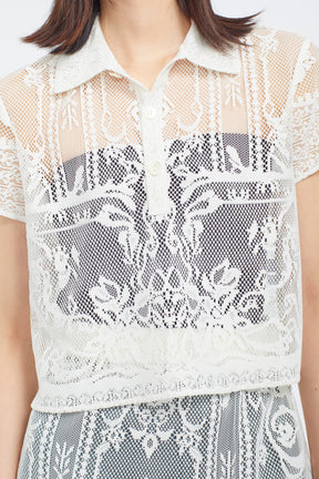 Mirror lace polo (White)