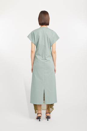 Framed embroidered jersey dress (Ash green)