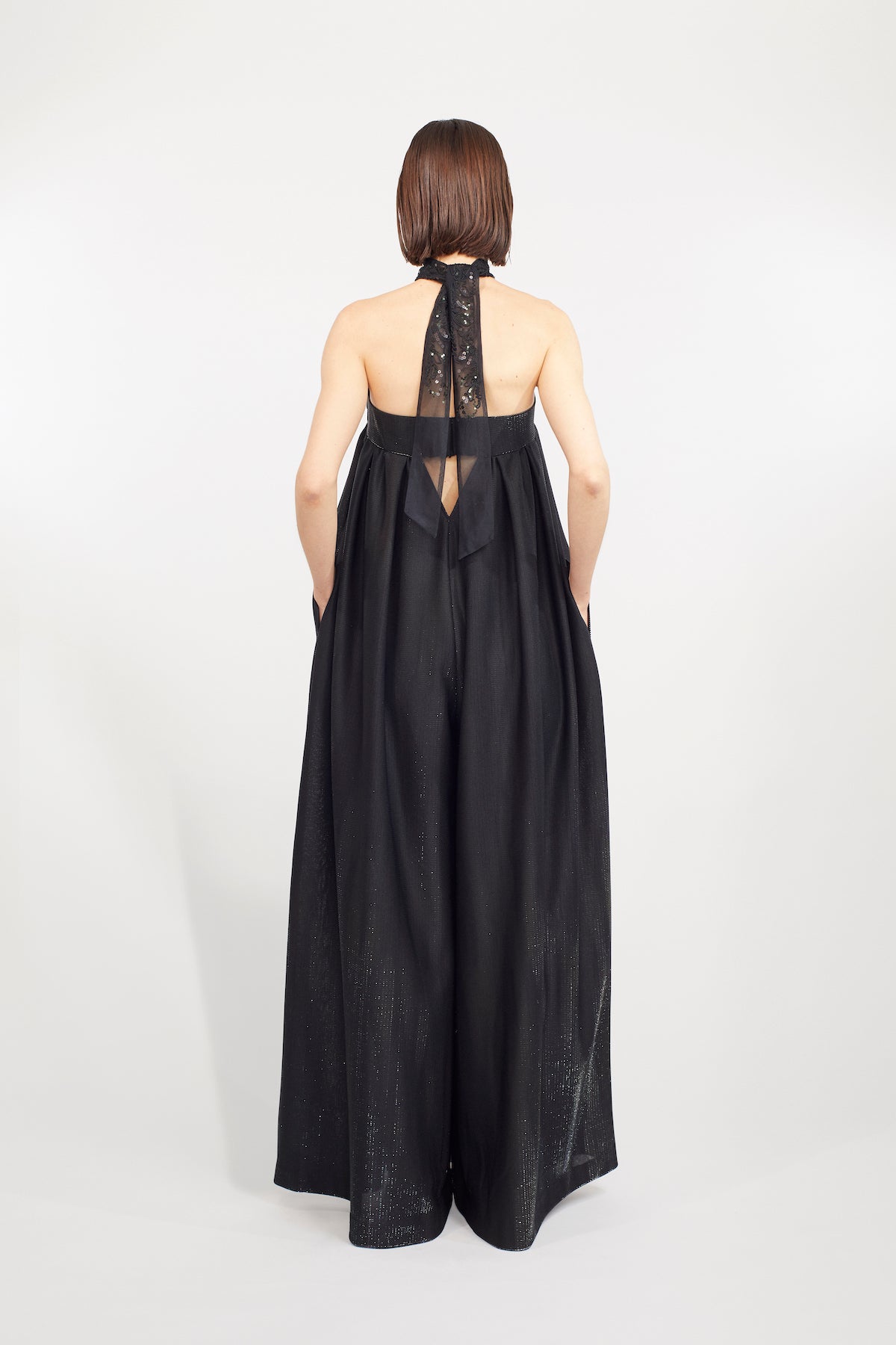 Gleaming embroidered ribbon (Black)