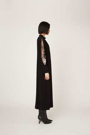 Petal sleeve lace dress (Black)