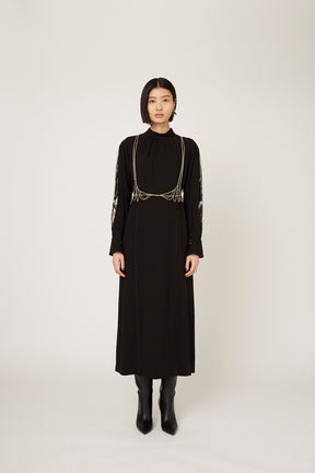 Petal sleeve lace dress (Black)