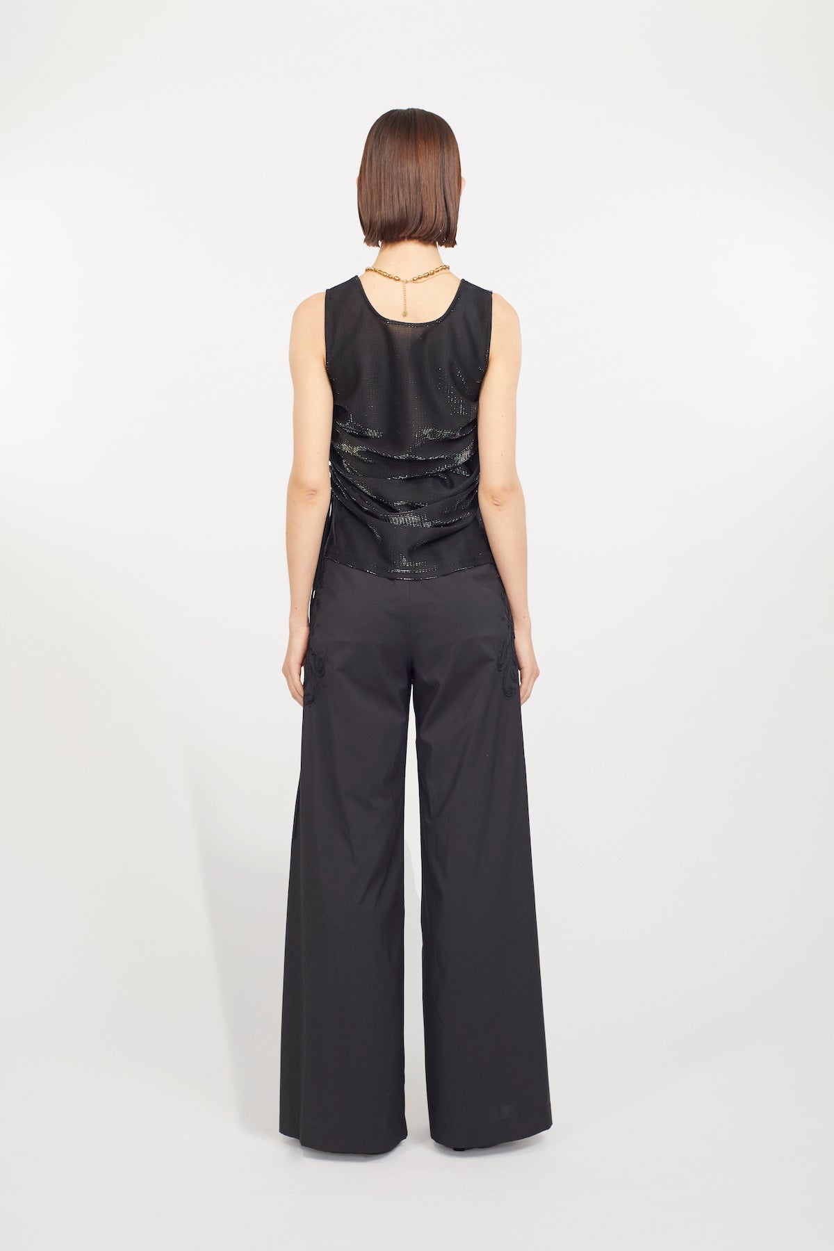 Glimmer embroidered slacks (Black)