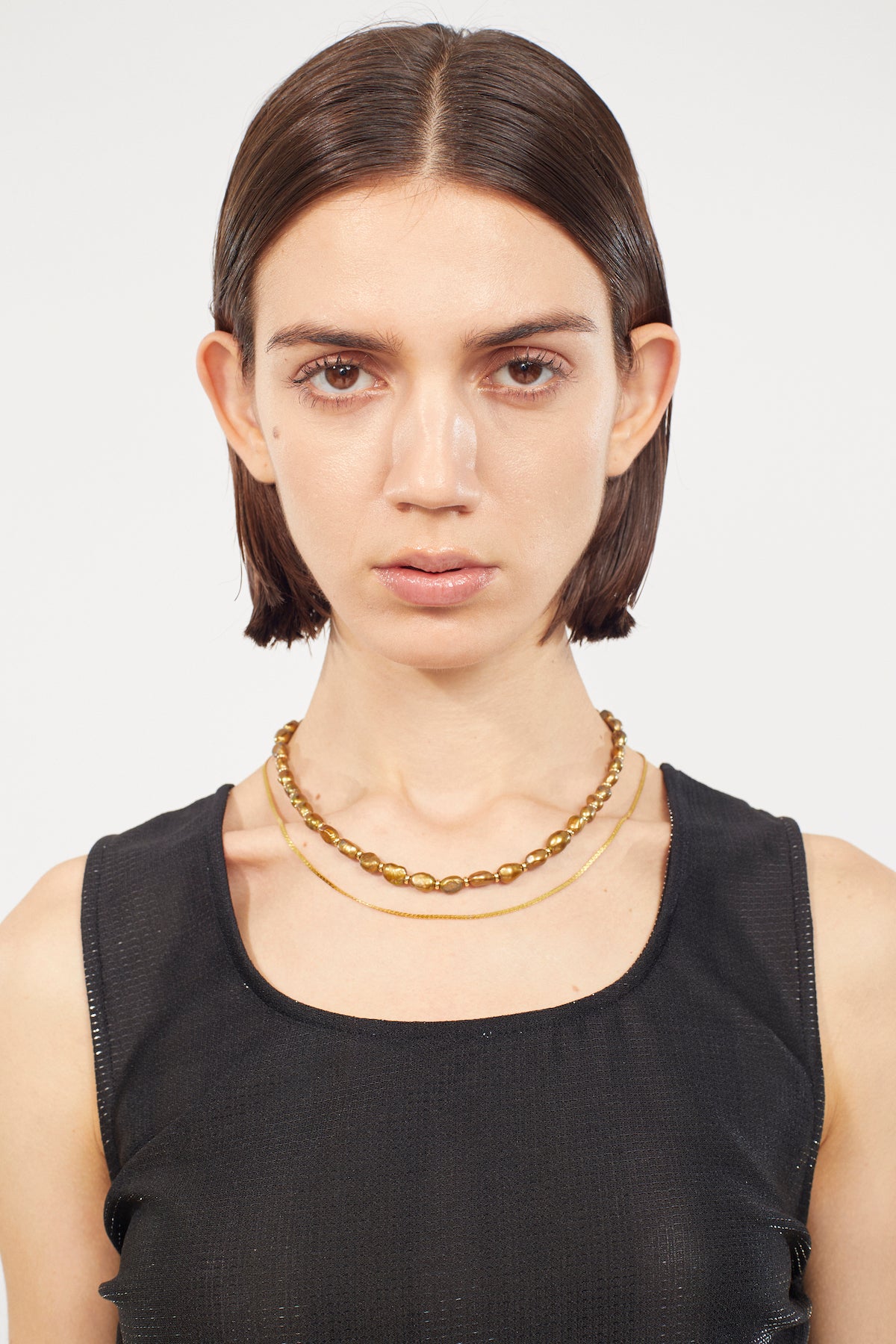 Faint pearl necklace (Gold)