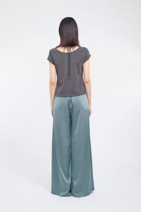 Lace up embroidered tops (Gray)