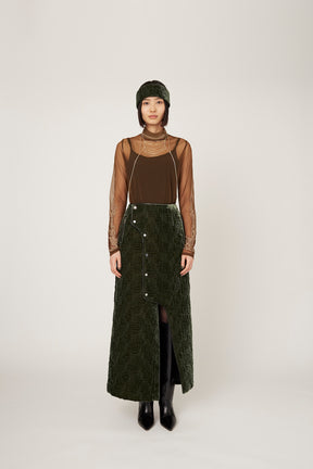 Symbolic embroidery velvet skirt (Green)