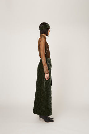 Symbolic embroidery velvet skirt (Green)