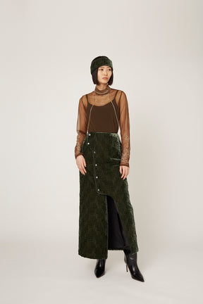 Symbolic embroidery velvet skirt (Green)