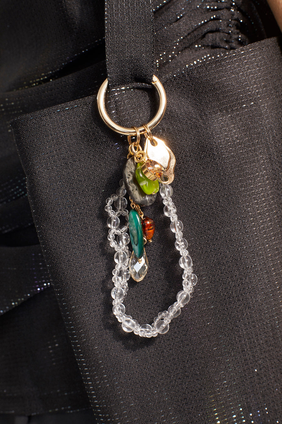 Jewel charm keychain (Gold)