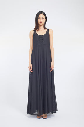 Loop embroidered mesh dress (Black)