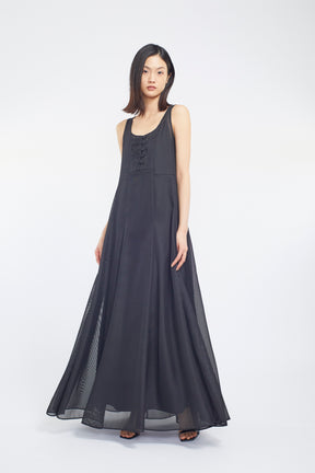 Loop embroidered mesh dress (Black)