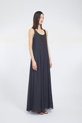 Loop embroidered mesh dress (Black)