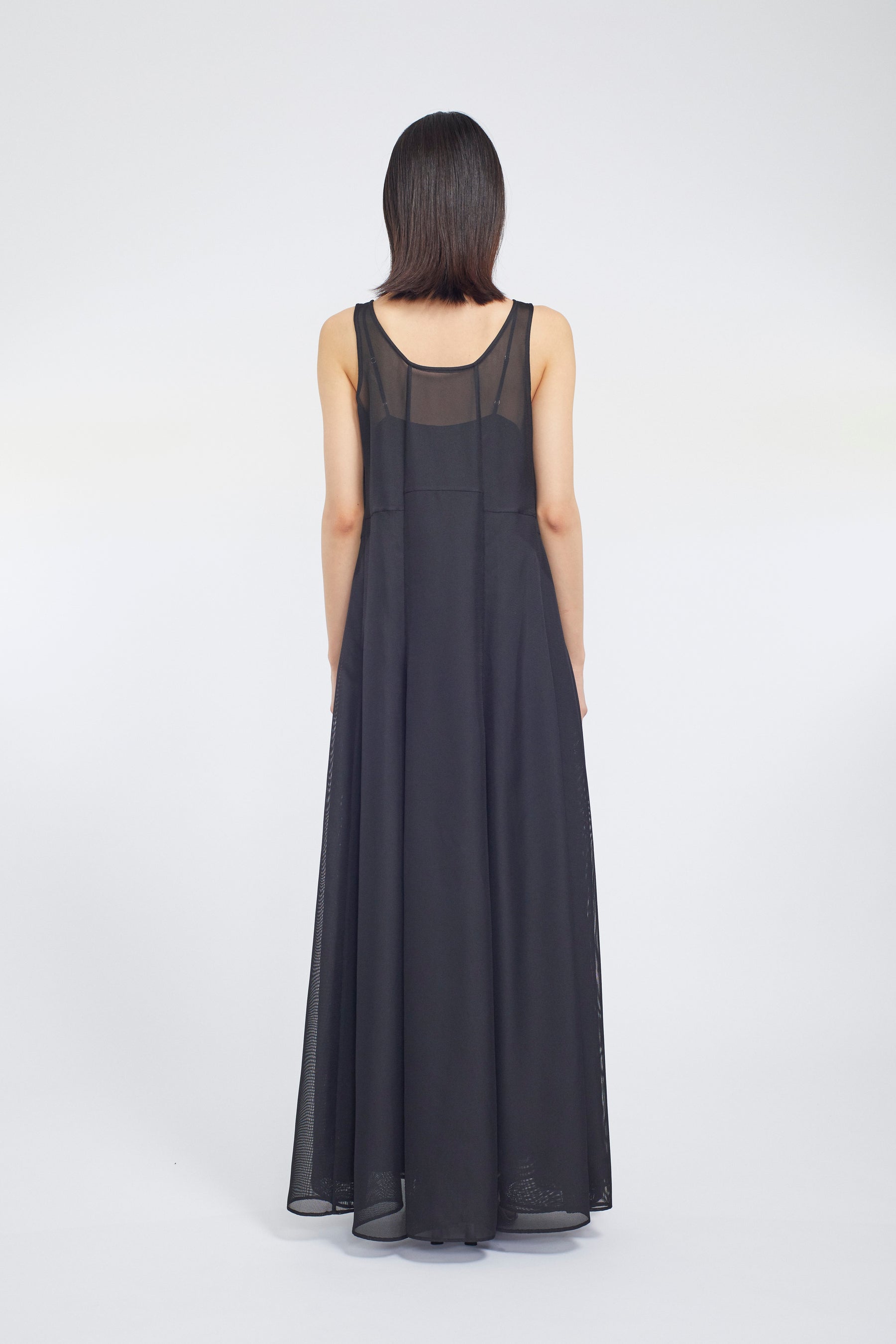 Loop embroidered mesh dress (Black)