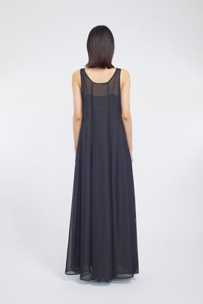 Loop embroidered mesh dress (Black)