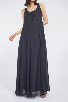 Loop embroidered mesh dress (Black)