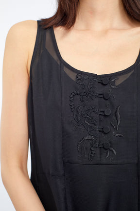 Loop embroidered mesh dress (Black)