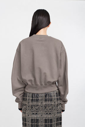 Glint beads embroidered sweatshirt (Greige)