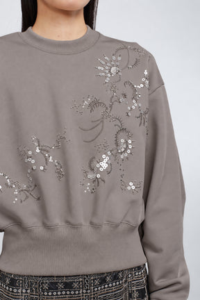 Glint beads embroidered sweatshirt (Greige)
