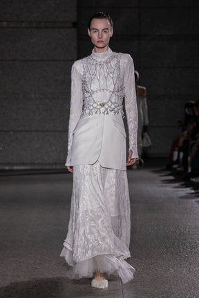 Monochrome wrapped skirt (White)