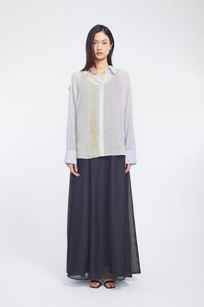 Narcissus print shirt (Blue)