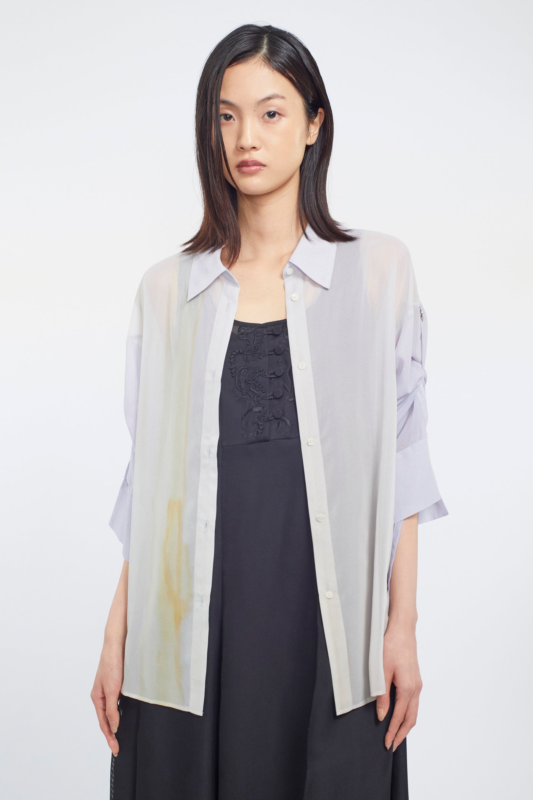 Narcissus print shirt (Blue)