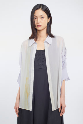 Narcissus print shirt (Blue)