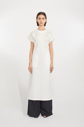 Framed embroidered jersey dress (White)