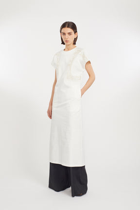 Framed embroidered jersey dress (White)