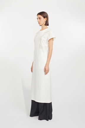 Framed embroidered jersey dress (White)