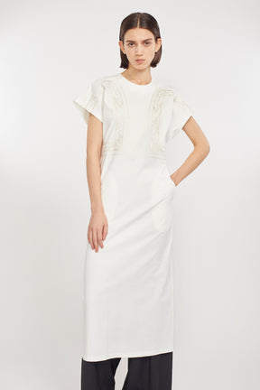 Framed embroidered jersey dress (White)