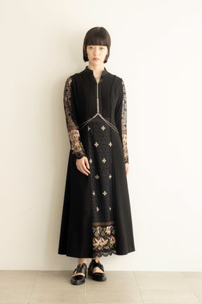 Framed flower lace dress (Black)