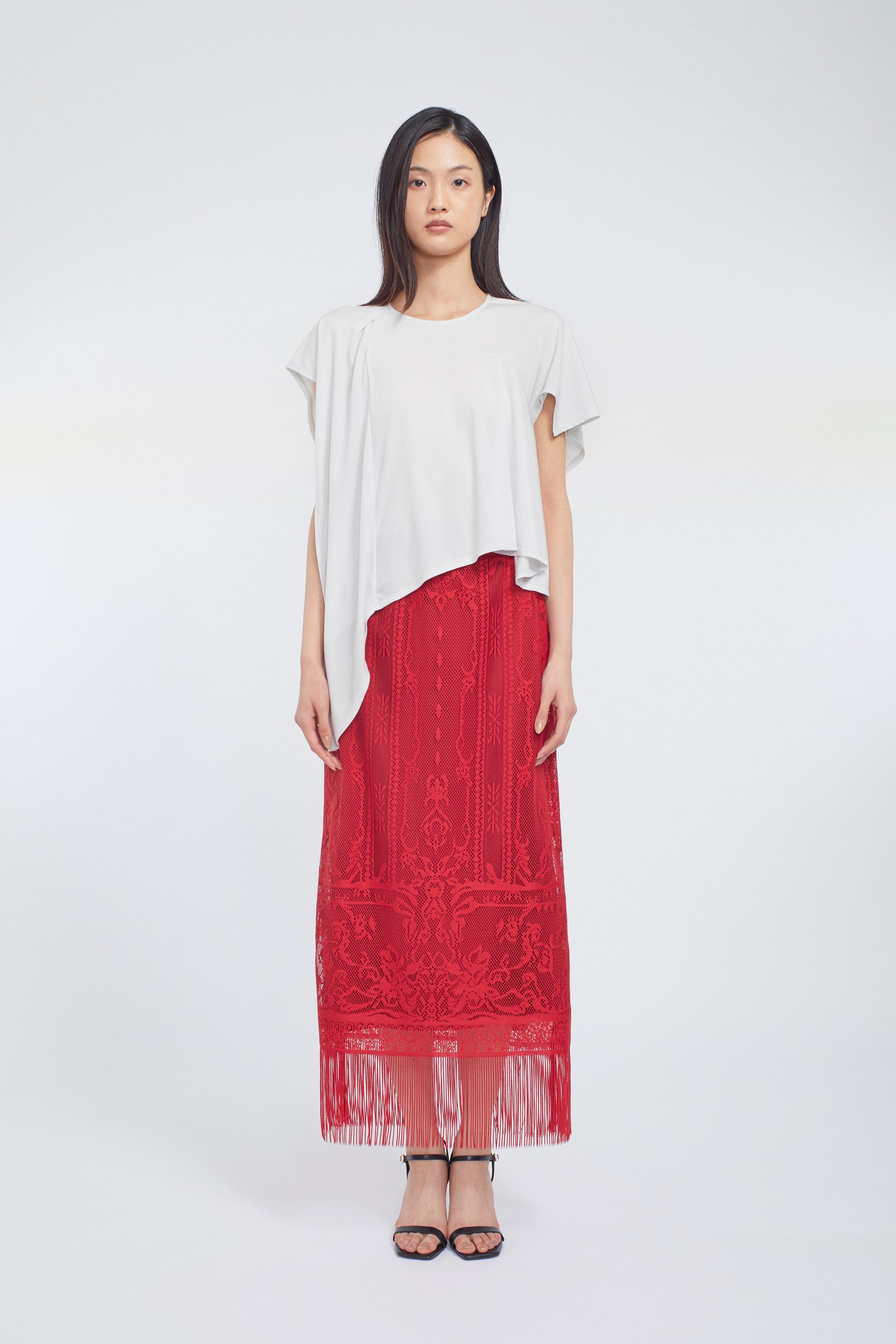 Mirror lace skirt (Red)