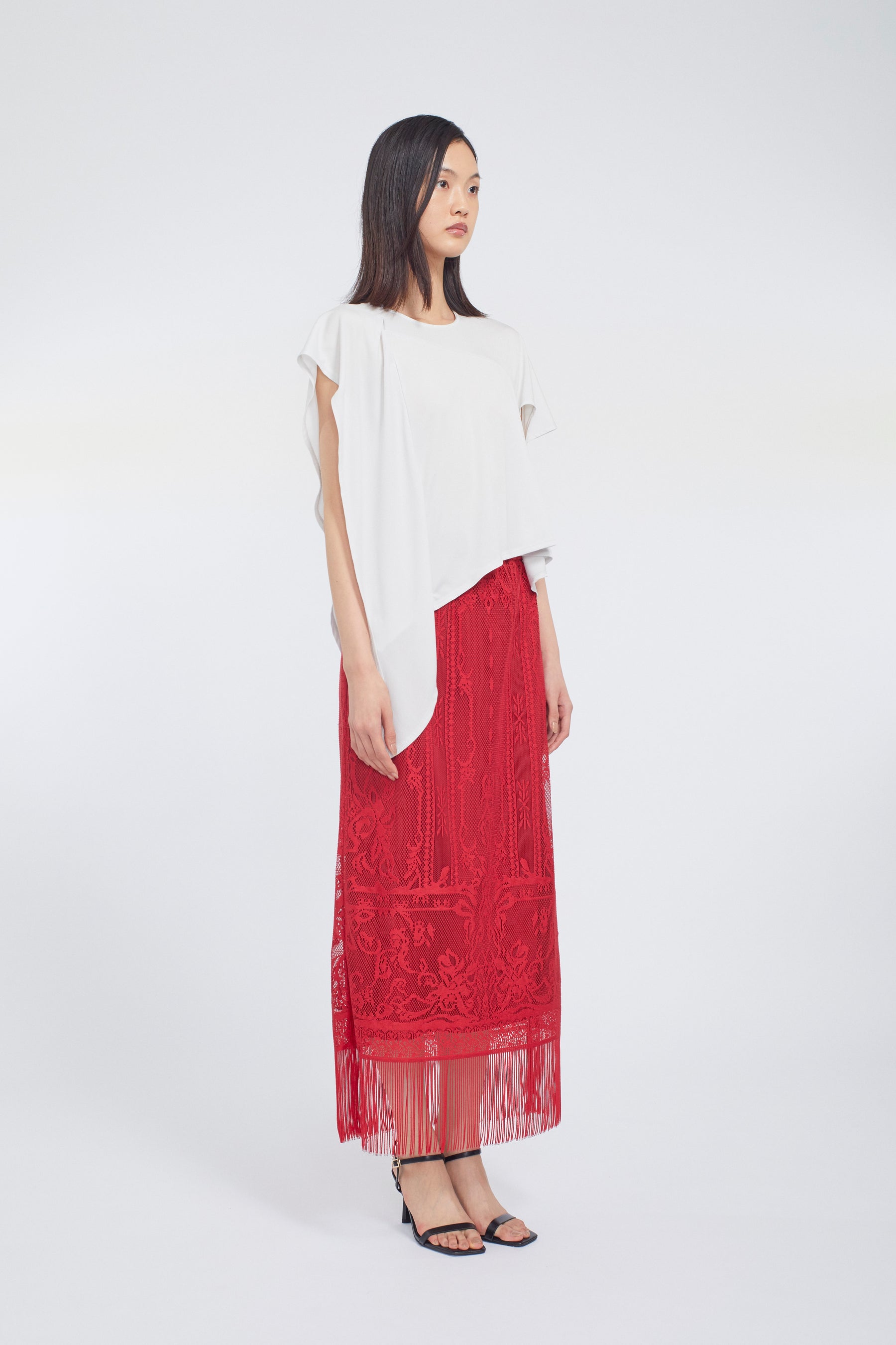 Mirror lace skirt (Red)
