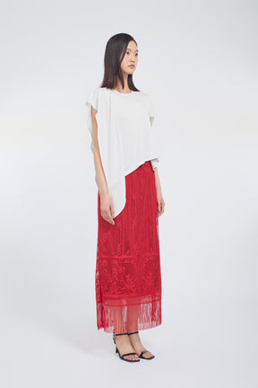 Mirror lace skirt (Red)