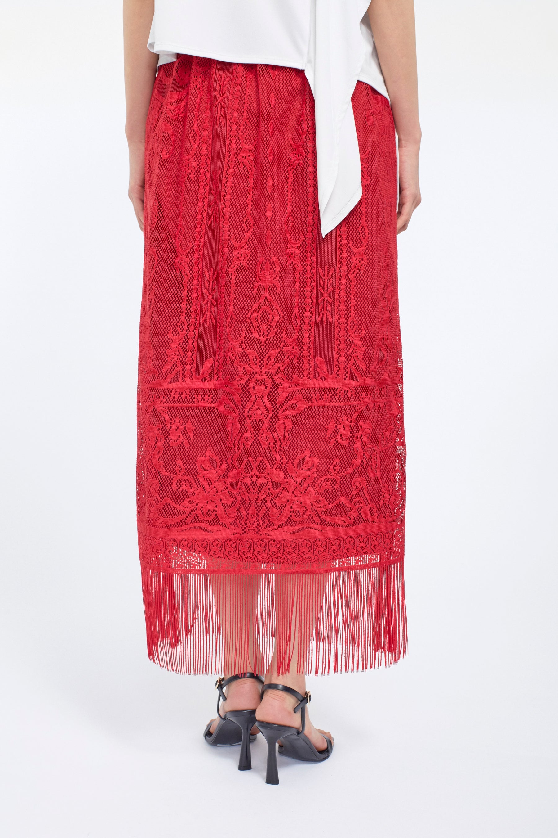 Mirror lace skirt (Red)