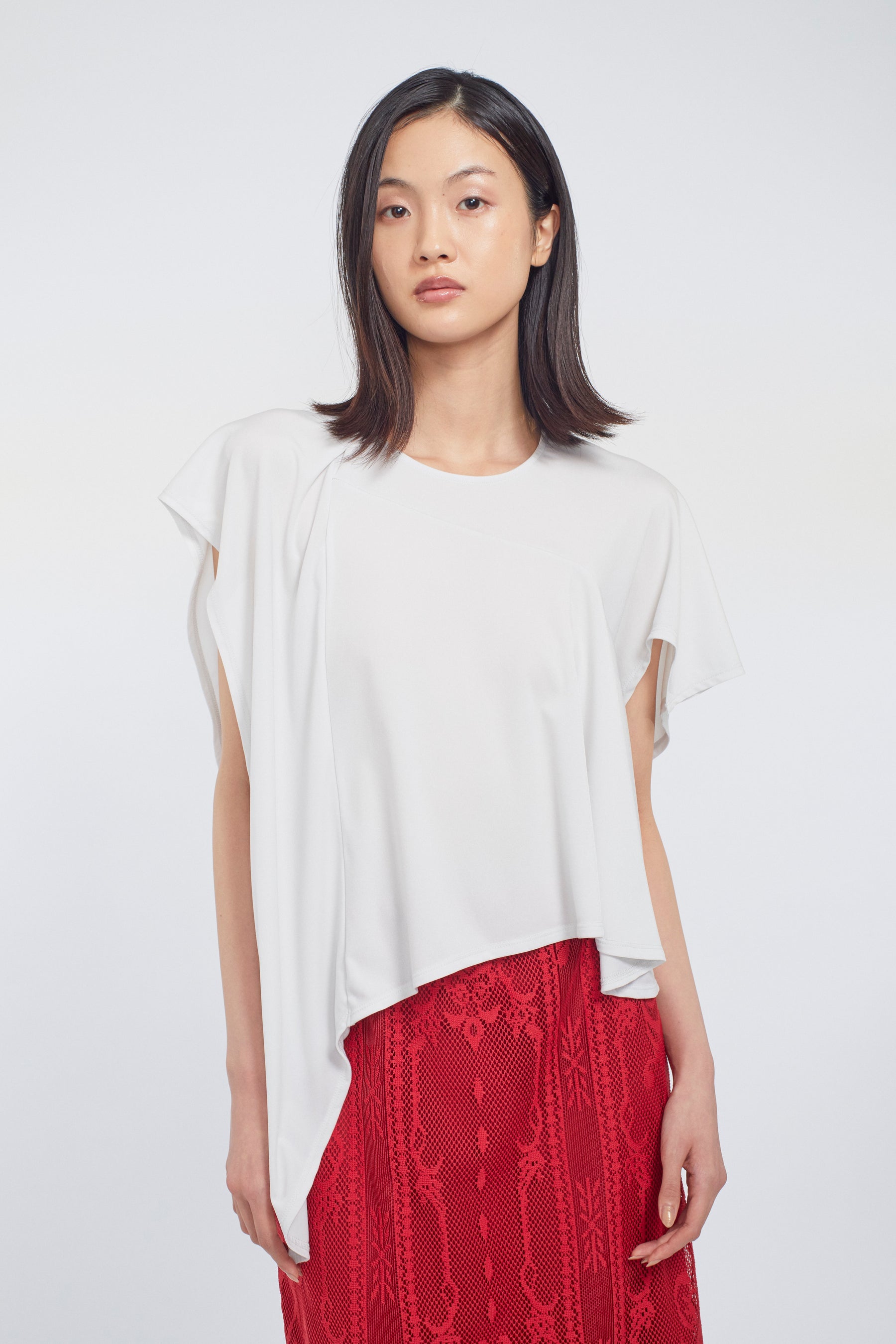 Draped asymmetric tops (Ice gray)