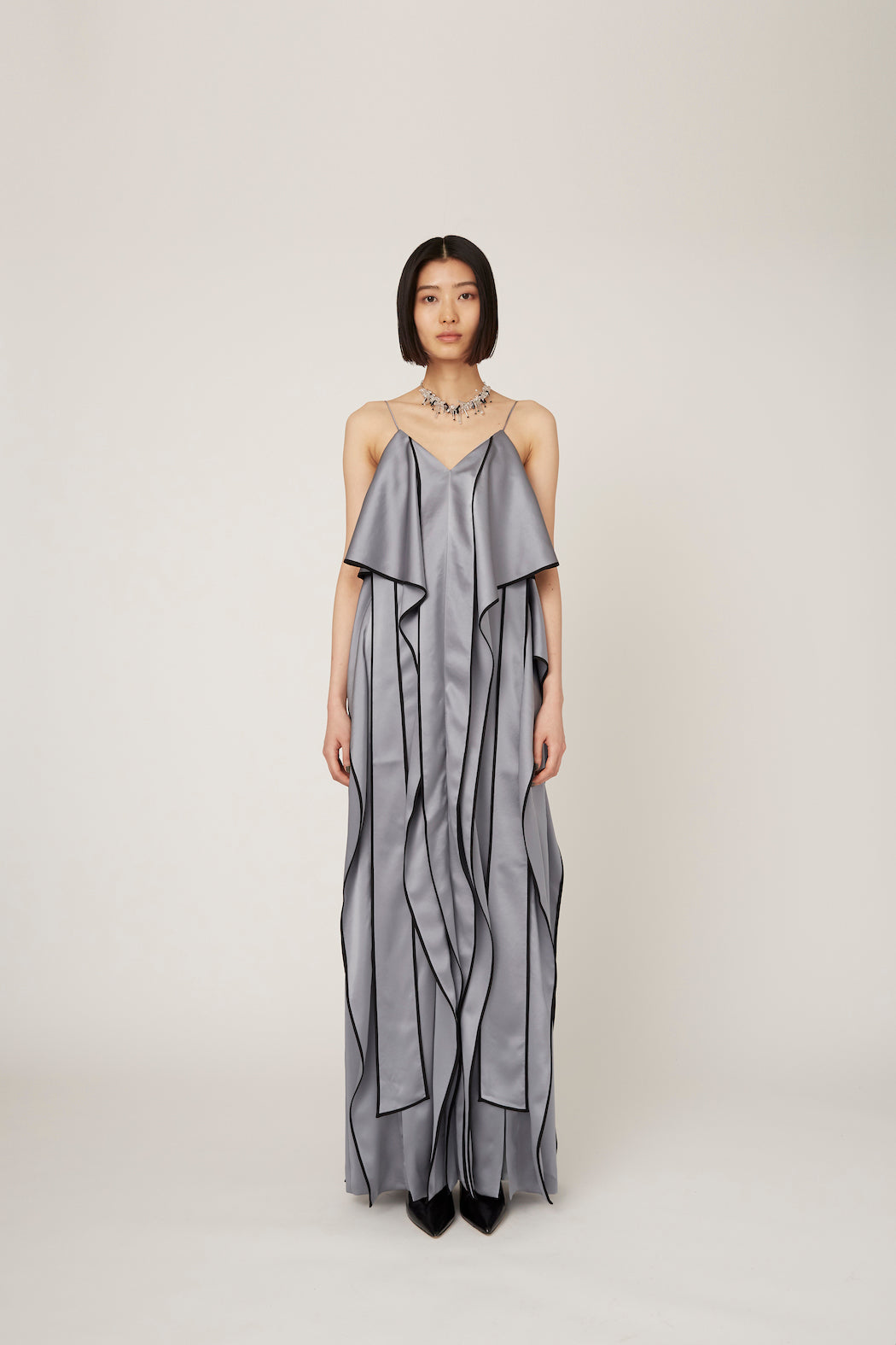 Rippling camisole dress (Gray)