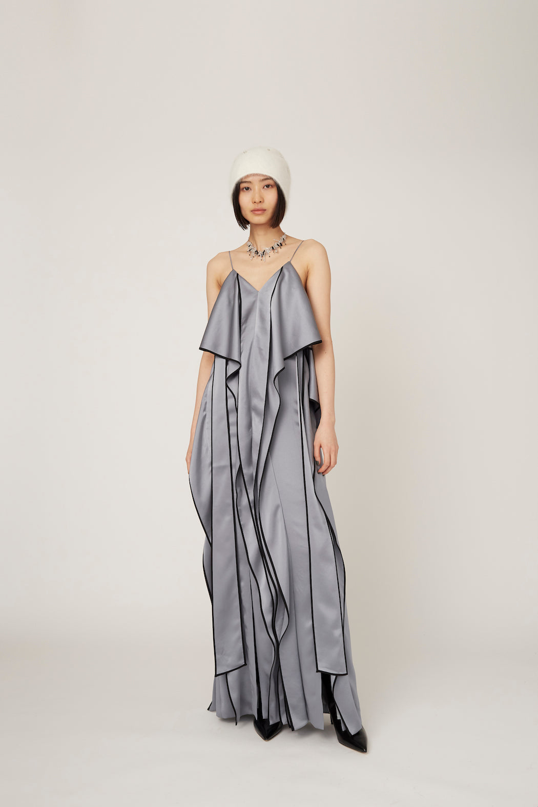 Rippling camisole dress (Gray)