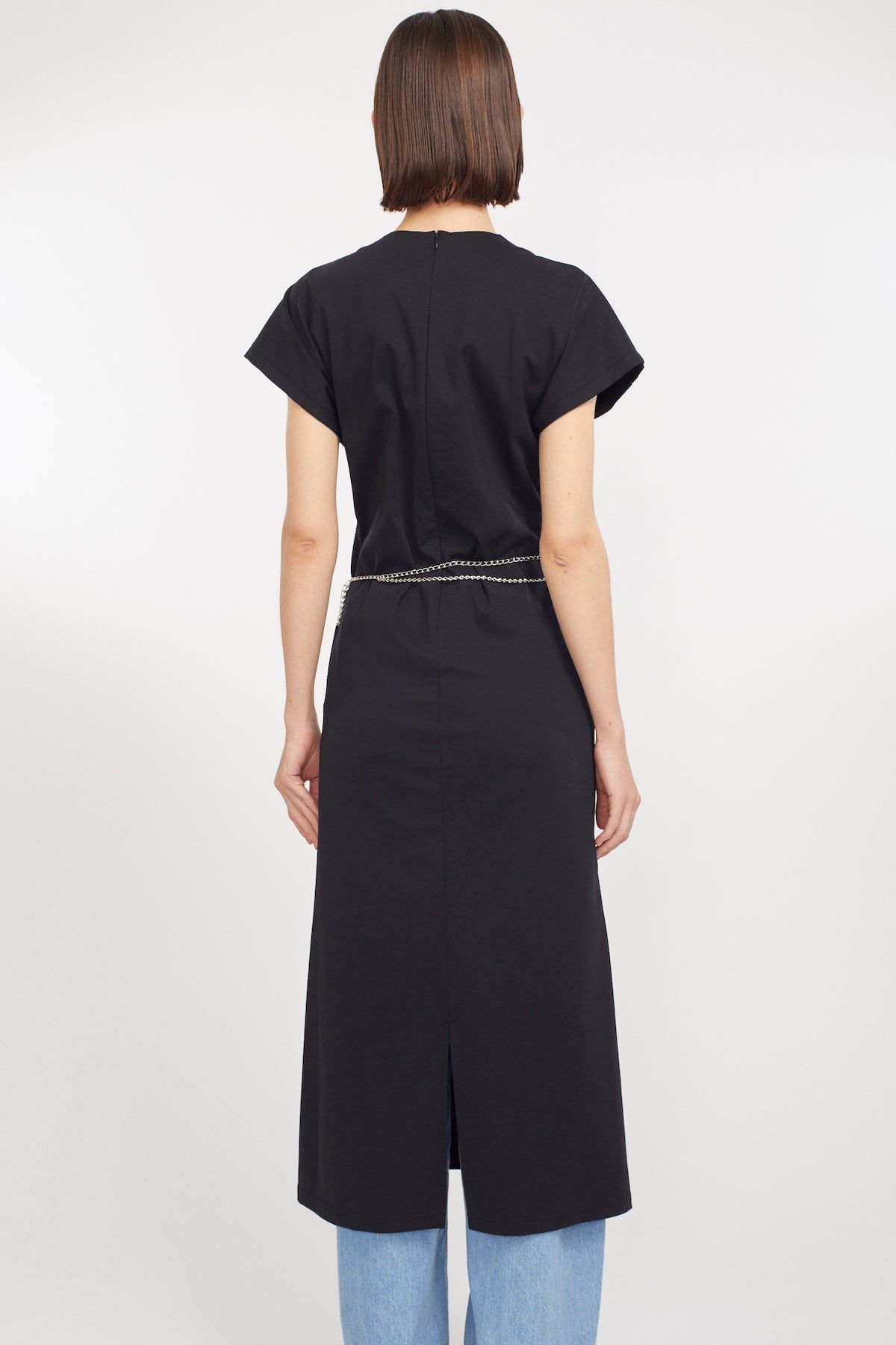 Framed embroidered jersey dress (Black)