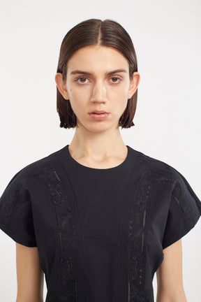 Framed embroidered jersey dress (Black)