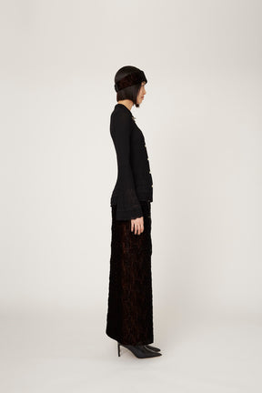 Symbolic embroidery velvet skirt (Brown)