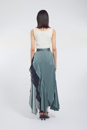 Cascade satin skirt (Slate green)
