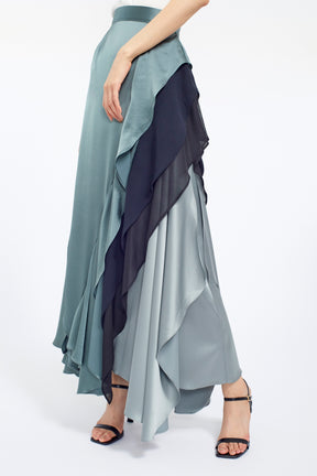 Cascade satin skirt (Slate green)