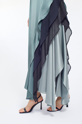 Cascade satin skirt (Slate green)