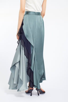 Cascade satin skirt (Slate green)