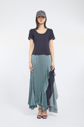 Scallop embroidered tops (Black)