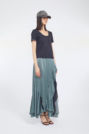 Scallop embroidered tops (Black)
