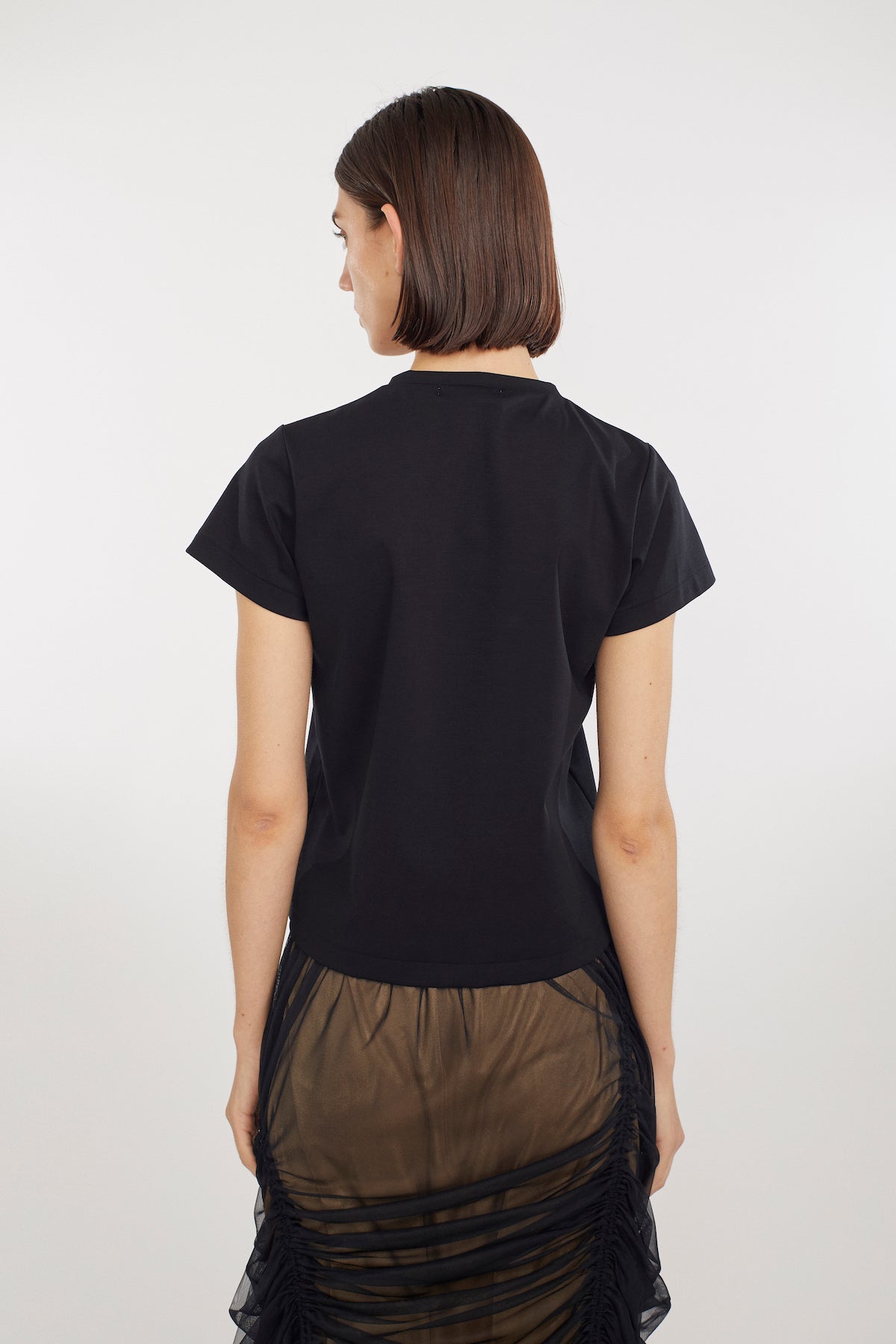 Framed embroidered jersey tops (Black)