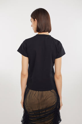 Framed embroidered jersey tops (Black)