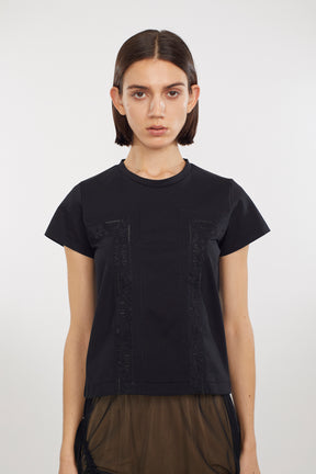 Framed embroidered jersey tops (Black)